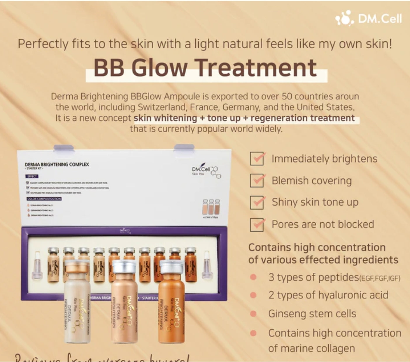 Dm.Cell Derma Brightening BB Glow kit
